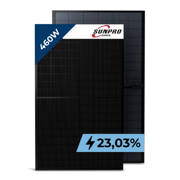 Sunpro 460W Solarmodul Bifazial TOPCon Glas-Glas Transparent 23% Wirkungsgrad
