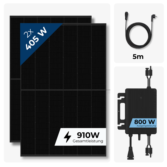 810W Balkonkraftwerk Komplettset – 2x Photowatt 405W Bifazial Solarmodul + 800W WLAN Wechselrichter