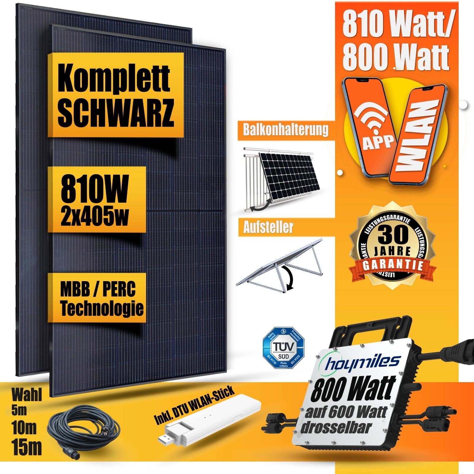 Set: Set: DAH PV Unit: 2 x 420 Watt + Balkonhalterung