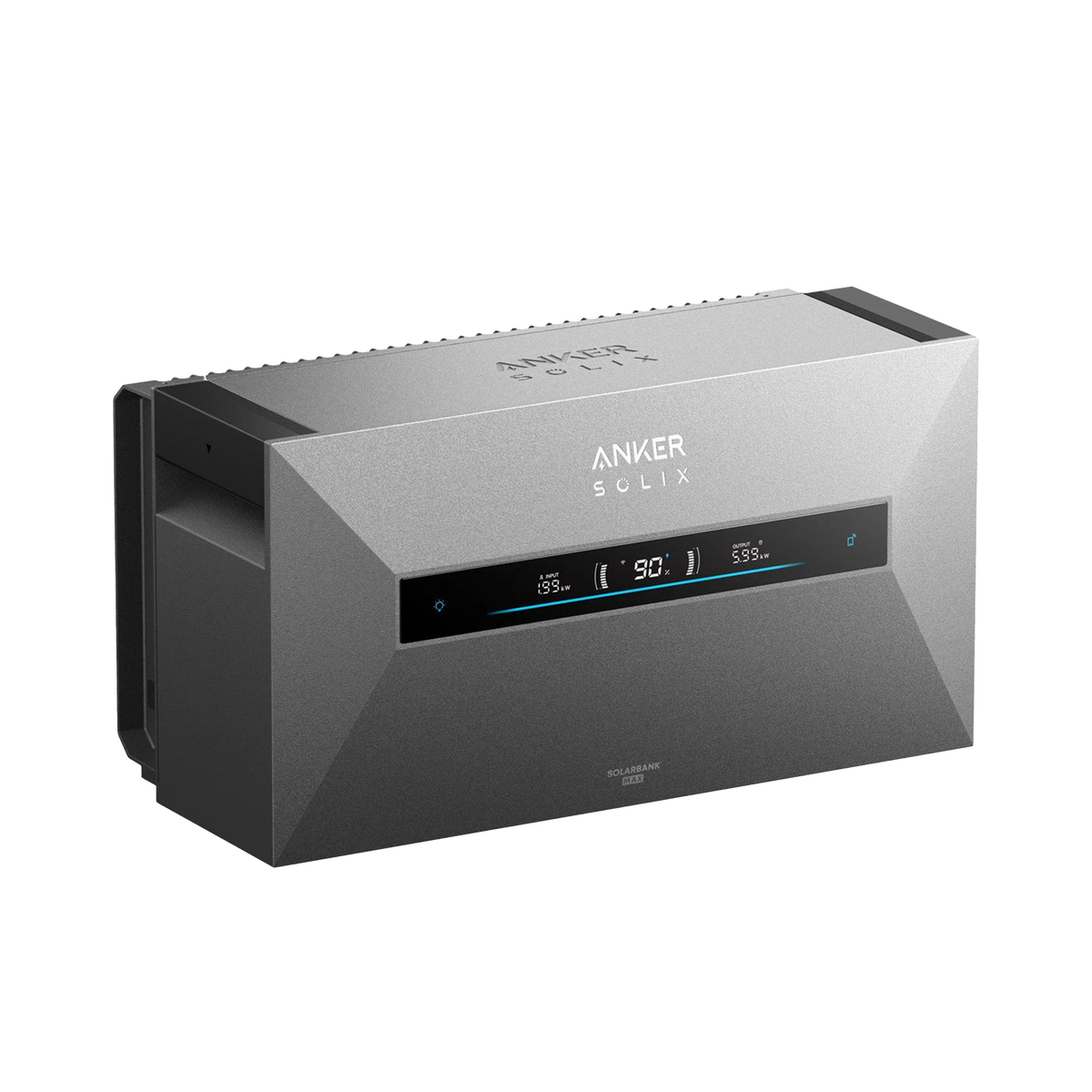 Anker SOLIX Solarbank Max AC von schräg vorn mit Statusleiste