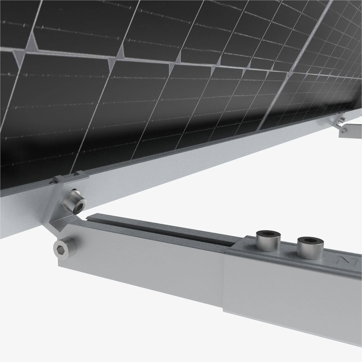 Aluminiumschiene und Klemmen der Balkonhalterung im Detail