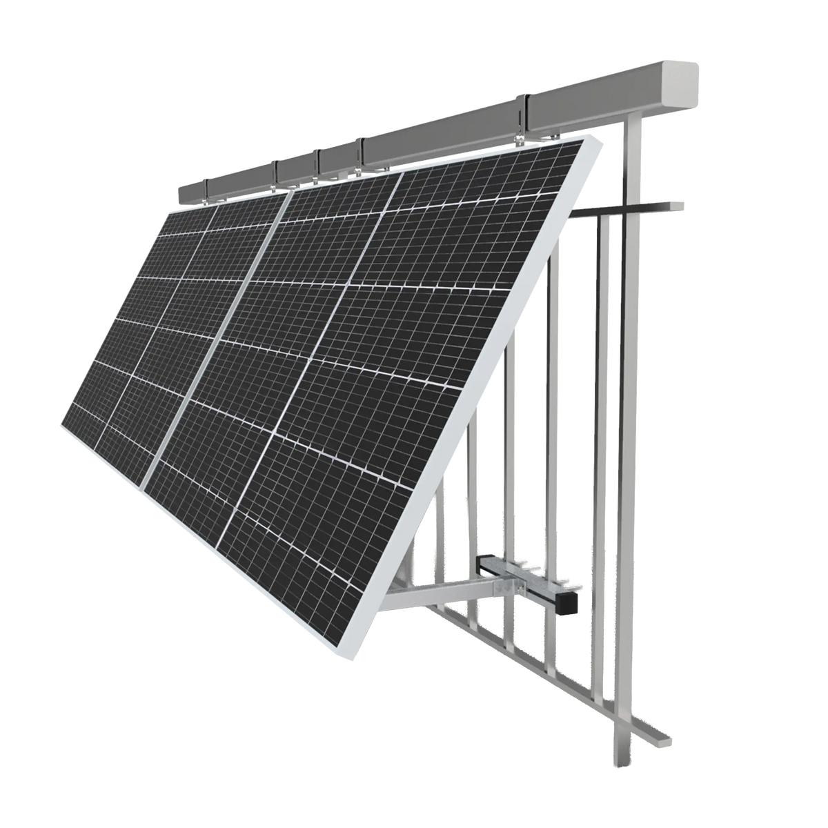 Balkonhalterung mit Solarmodul am Balkongeländer montiert