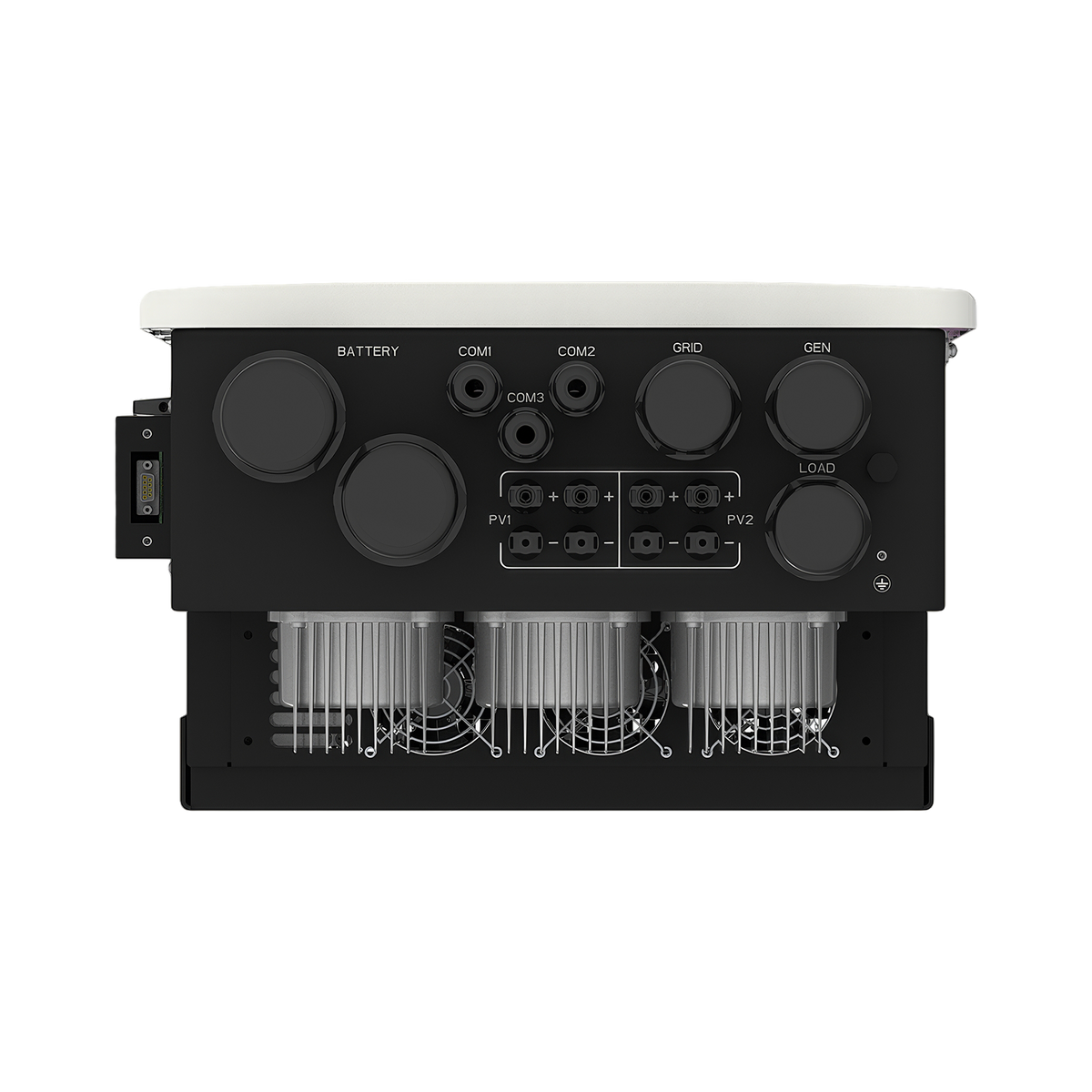 Anschlussbereich an der Unterseite des Deye SUN-SG05LP3 Hybrid-Wechselrichters