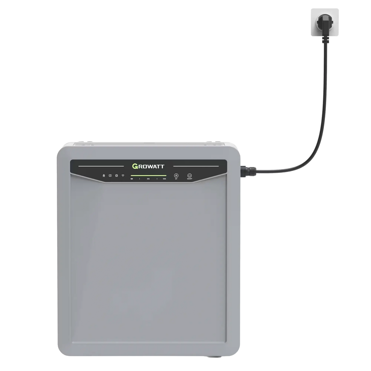 Growatt AURA 5000 mit Anschlusskabel an der Haushaltssteckdose