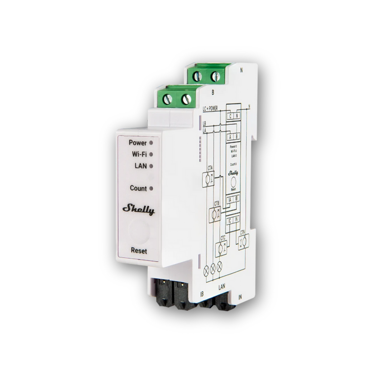 Shelly Pro 3EM 120 A Energiezähler für die Hutschiene