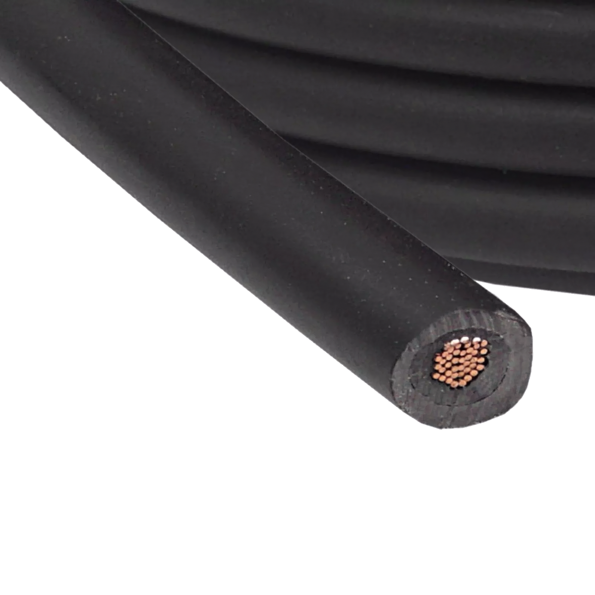 Detailaufnahme des schwarzen Solarkabels mit UV-beständiger Isolierung