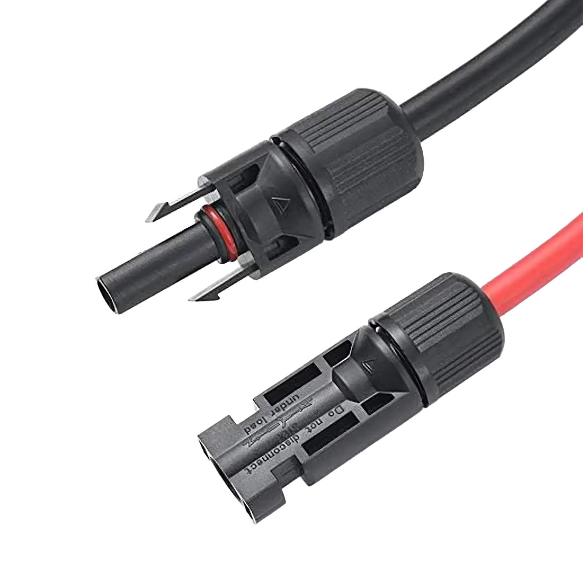Detailansicht der MC4-Stecker an der Solarkabel-Verlängerung